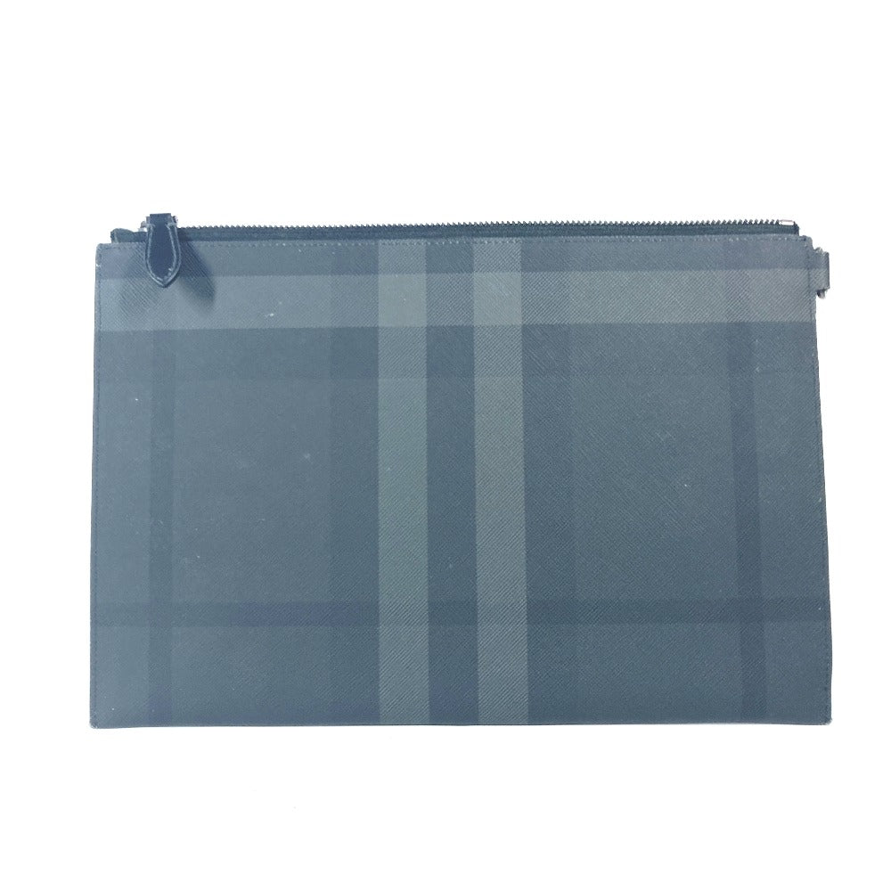 BURBERRY Clutch bag PVC black Check logo mens Used Authentic