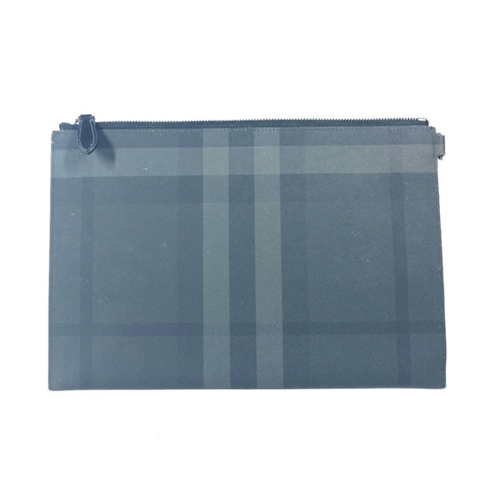 BURBERRY Clutch bag PVC black Check logo mens Used Authentic