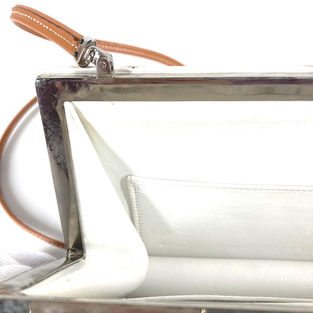 HERMES Shoulder Bag Leather, Wood white Suck Amaris Women Used Authentic