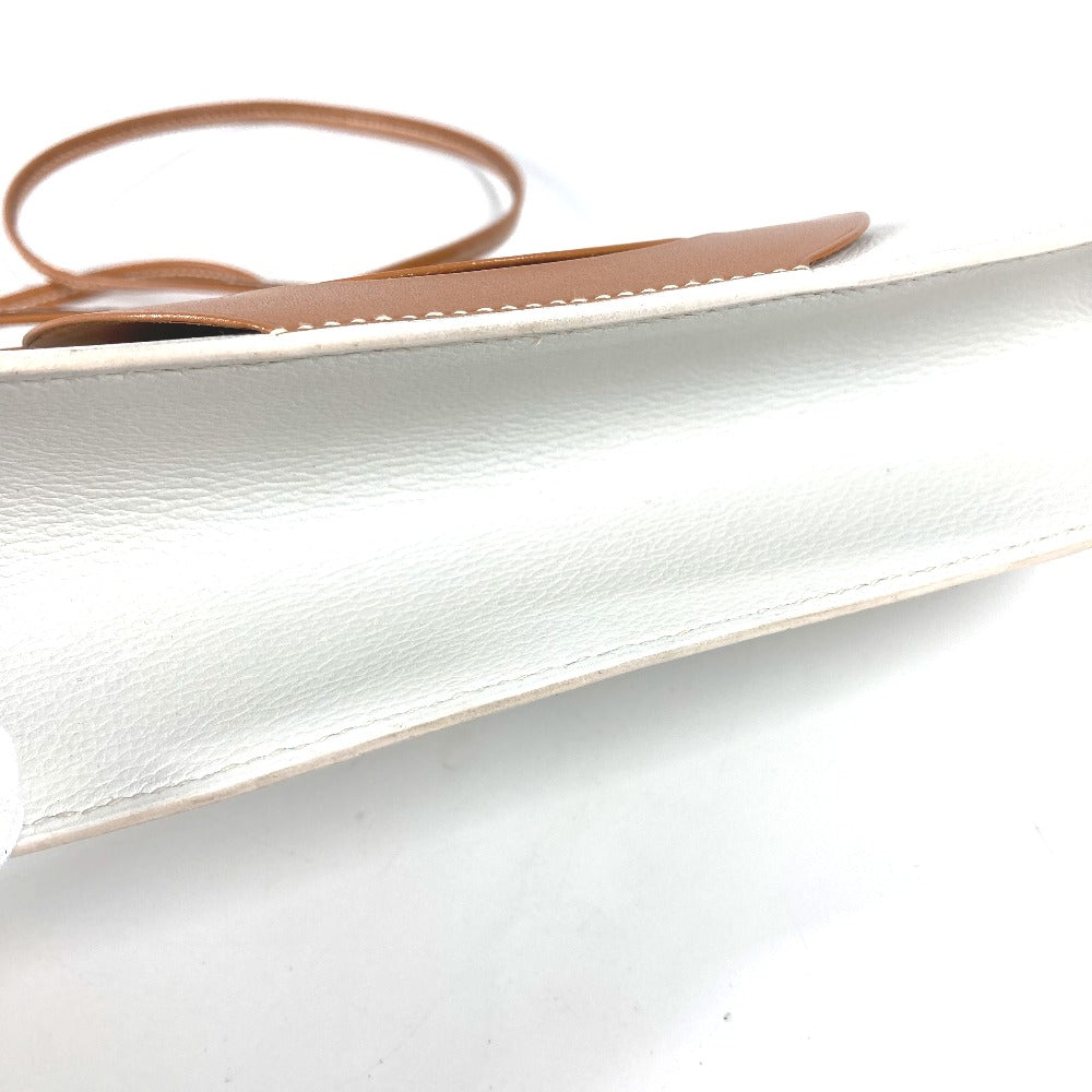 HERMES Shoulder Bag Leather, Wood white Suck Amaris Women Used Authentic