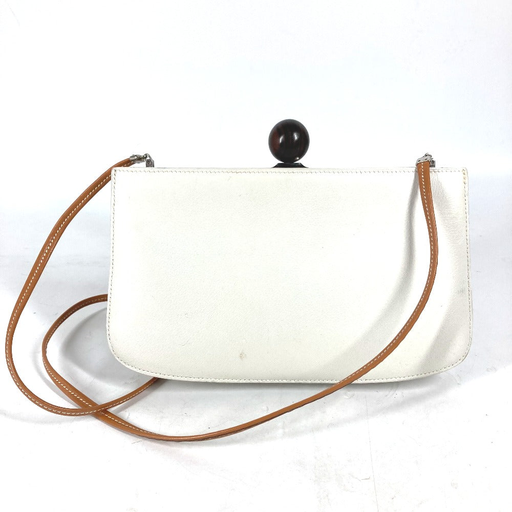 HERMES Shoulder Bag Leather, Wood white Suck Amaris Women Used Authentic