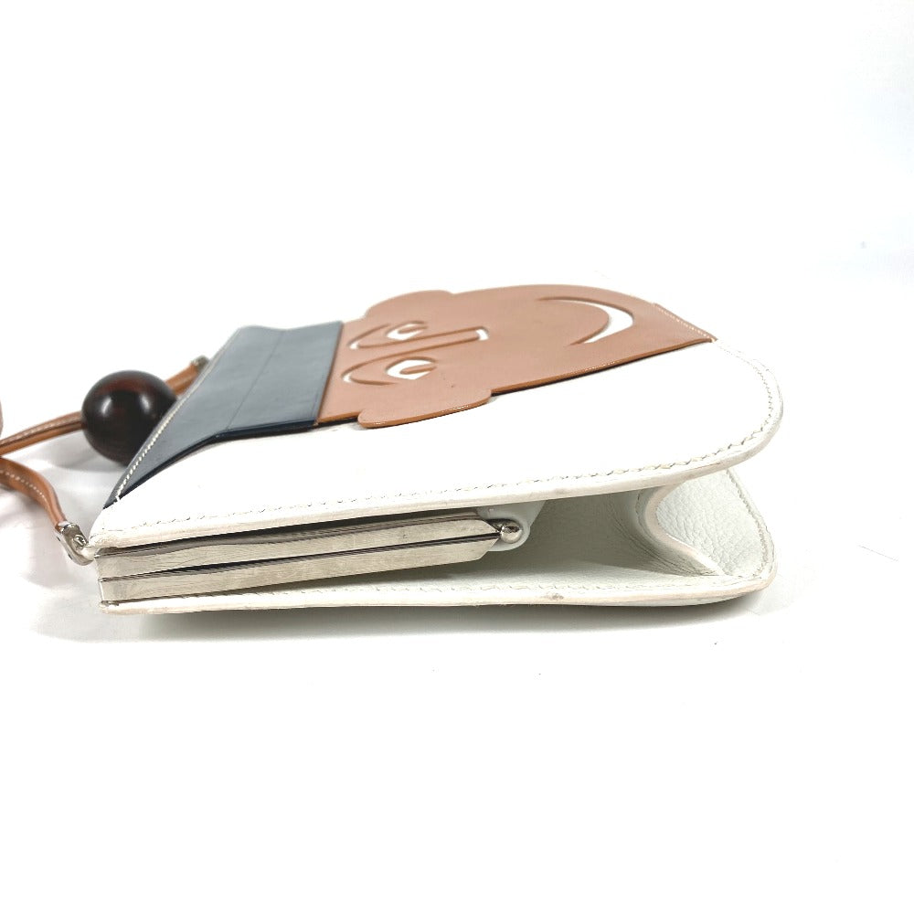 HERMES Shoulder Bag Leather, Wood white Suck Amaris Women Used Authentic