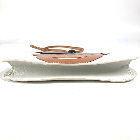 HERMES Shoulder Bag Leather, Wood white Suck Amaris Women Used Authentic