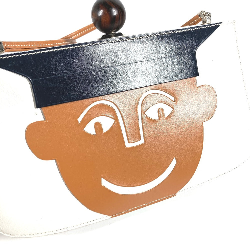 HERMES Shoulder Bag Leather, Wood white Suck Amaris Women Used Authentic