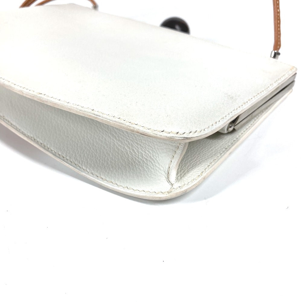 HERMES Shoulder Bag Leather, Wood white Suck Amaris Women Used Authentic