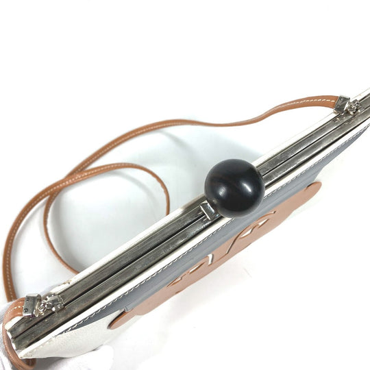 HERMES Shoulder Bag Leather, Wood white Suck Amaris Women Used Authentic