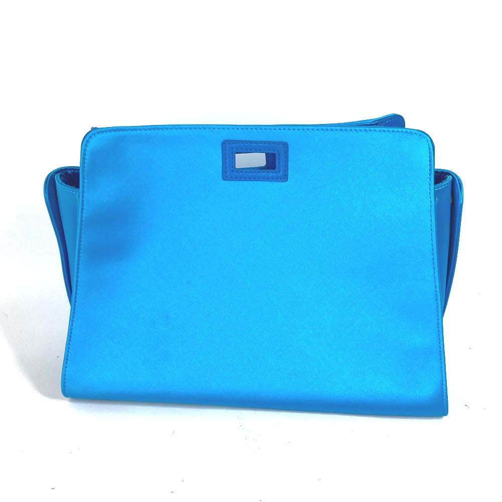 FENDI Handbag 7AR717 Satin blue FF logo Peekaboo Defender Bag Cover Women Used Authentic