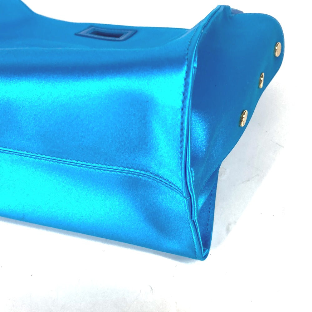 FENDI Handbag 7AR717 Satin blue FF logo Peekaboo Defender Bag Cover Women Used Authentic