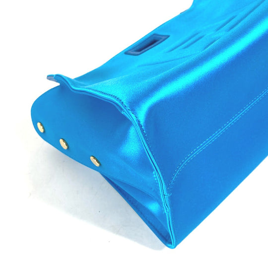FENDI Handbag 7AR717 Satin blue FF logo Peekaboo Defender Bag Cover Women Used Authentic