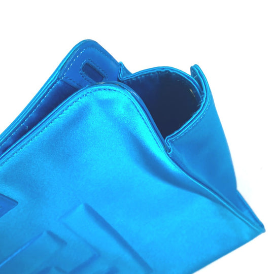 FENDI Handbag 7AR717 Satin blue FF logo Peekaboo Defender Bag Cover Women Used Authentic