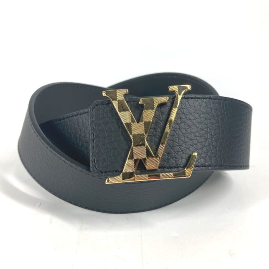 LOUIS VUITTON belt M0333U leather Black x gray Belt: LV Damier 40MM reversible mens 90 Used Authentic