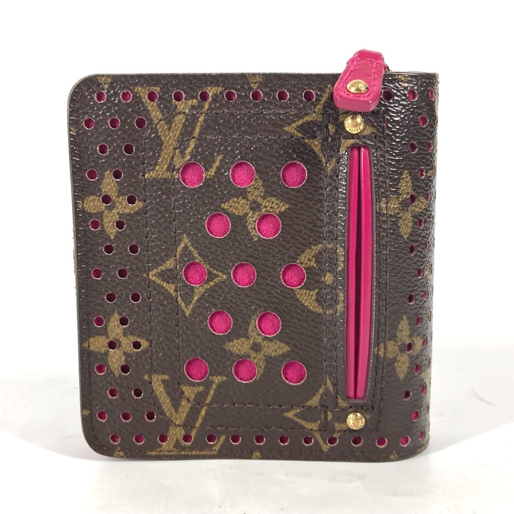 LOUIS VUITTON Folded wallet M95188 Monogram canvas Brown Monogram Perfo Compact zip Women Used Authentic