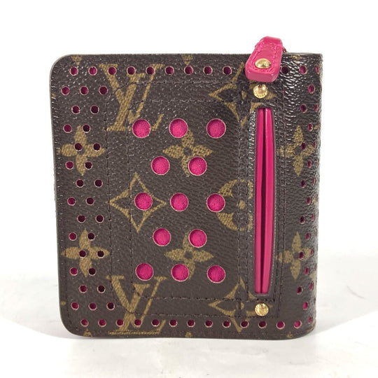 LOUIS VUITTON Folded wallet M95188 Monogram canvas Brown Monogram Perfo Compact zip Women Used Authentic