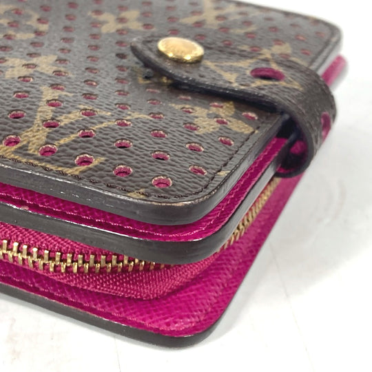 LOUIS VUITTON Folded wallet M95188 Monogram canvas Brown Monogram Perfo Compact zip Women Used Authentic
