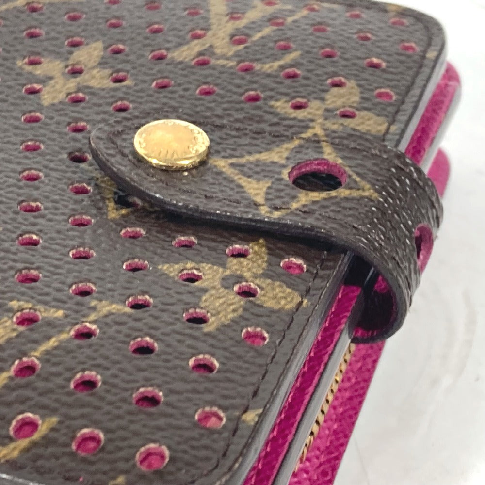 LOUIS VUITTON Folded wallet M95188 Monogram canvas Brown Monogram Perfo Compact zip Women Used Authentic