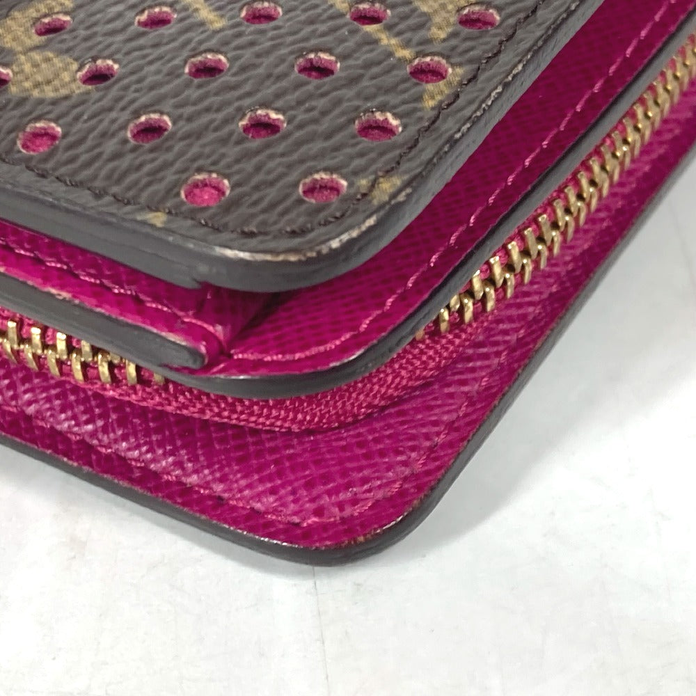 LOUIS VUITTON Folded wallet M95188 Monogram canvas Brown Monogram Perfo Compact zip Women Used Authentic