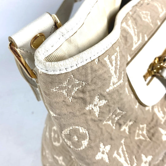 LOUIS VUITTON Shoulder Bag M93499 Cotton, Leather beige Monogram Sabia Buzzus PM