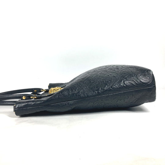 VERSACE Handbag leather black logo Medusa unisex(Unisex) Used Authentic