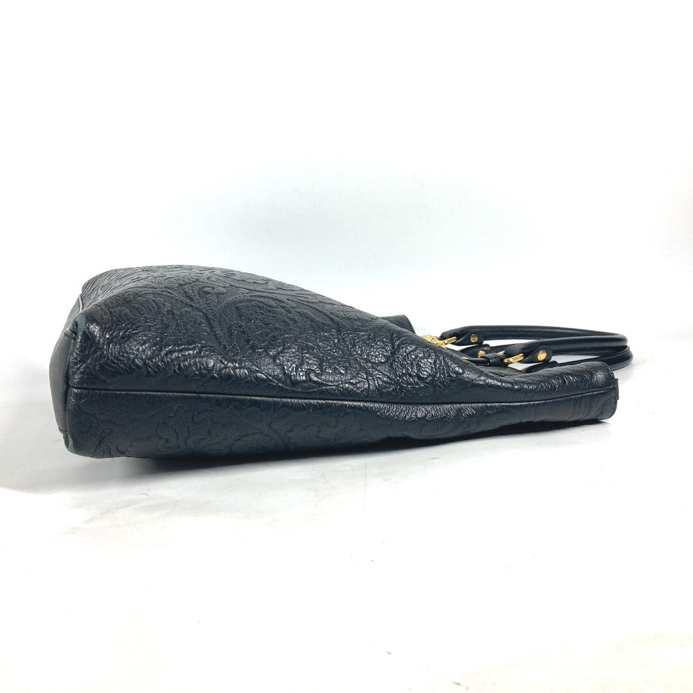 VERSACE Handbag leather black logo Medusa unisex(Unisex) Used Authentic