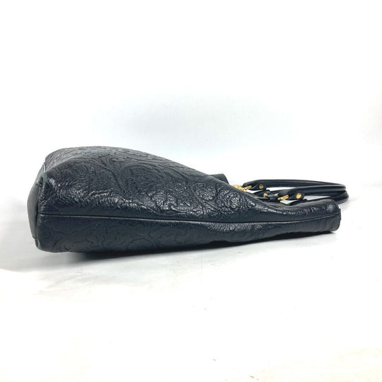 VERSACE Handbag leather black logo Medusa unisex(Unisex) Used Authentic