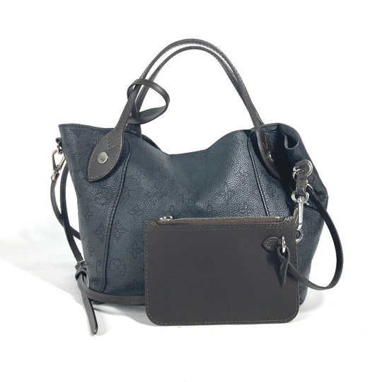 LOUIS VUITTON Handbag M54350 leather black Monogram Mahina Hina PM Women Used Authentic