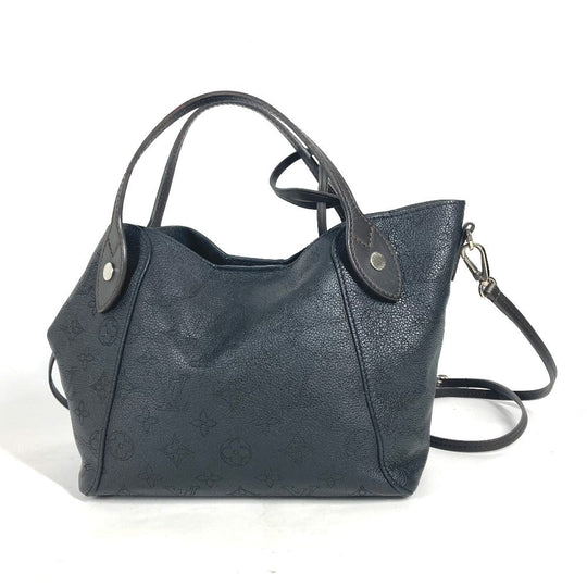 LOUIS VUITTON Handbag M54350 leather black Monogram Mahina Hina PM Women Used Authentic