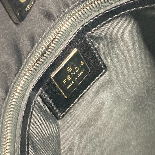 FENDI Shoulder Bag Nylon black vintage FF logo Women Used Authentic