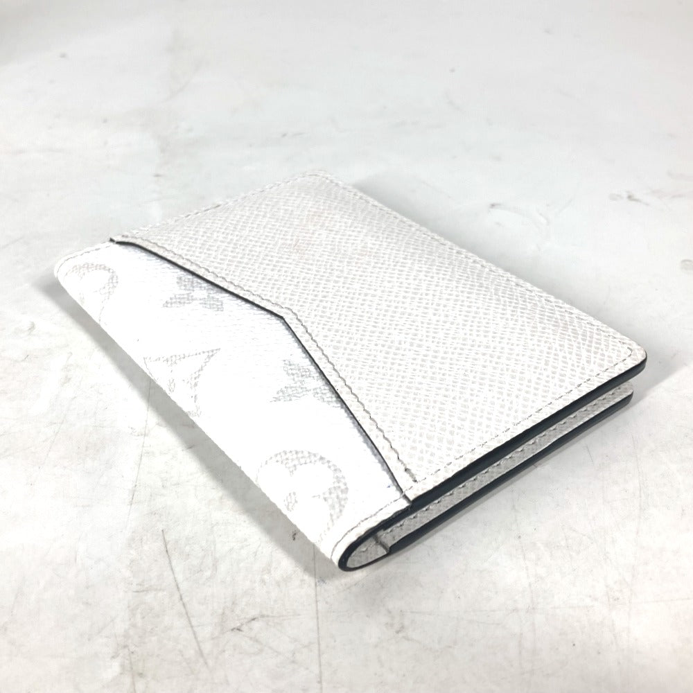 LOUIS VUITTON Card Case M30933 Taiga Leather, Monogram Canvas white Taigalama Organizer De Poch unisex(Unisex) Used Authentic