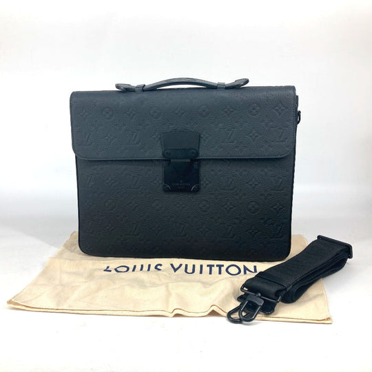 LOUIS VUITTON Handbag M20835 Taurillon Clemence Leather black Monogram Taurillon Clemence S-Lock Briefcase mens Used Authentic