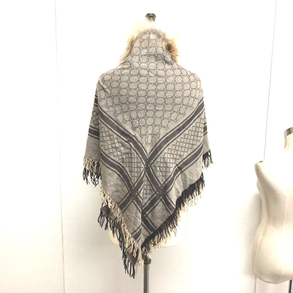 GUCCI Stall Wool, Silk, Fox beige GG with fur Women Used Authentic
