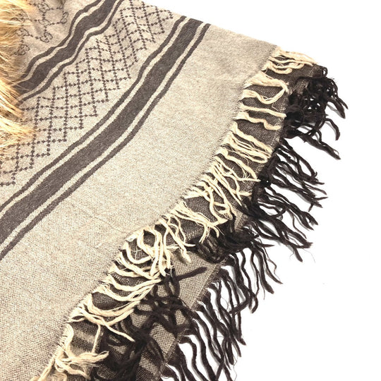 GUCCI Stall Wool, Silk, Fox beige GG with fur Women Used Authentic
