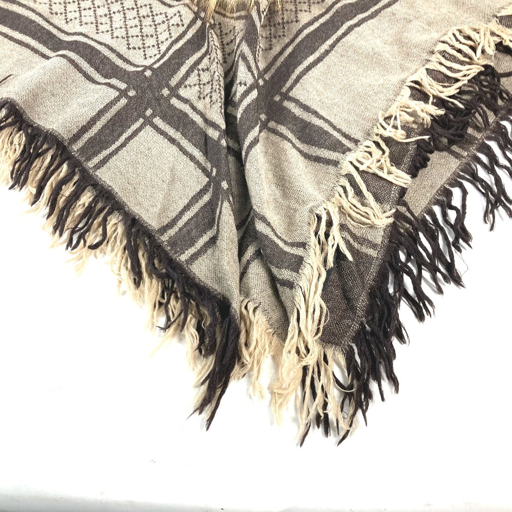 GUCCI Stall Wool, Silk, Fox beige GG with fur Women Used Authentic