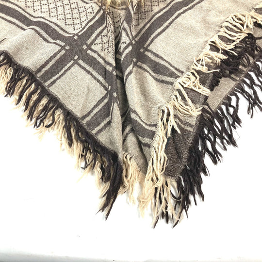GUCCI Stall Wool, Silk, Fox beige GG with fur Women Used Authentic