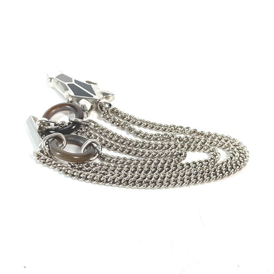 HERMES Necklace Metal, Buffalo Horn Silver Destroyer Horsehead mens Used Authentic