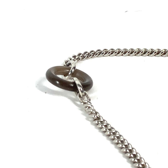 HERMES Necklace Metal, Buffalo Horn Silver Destroyer Horsehead mens Used Authentic