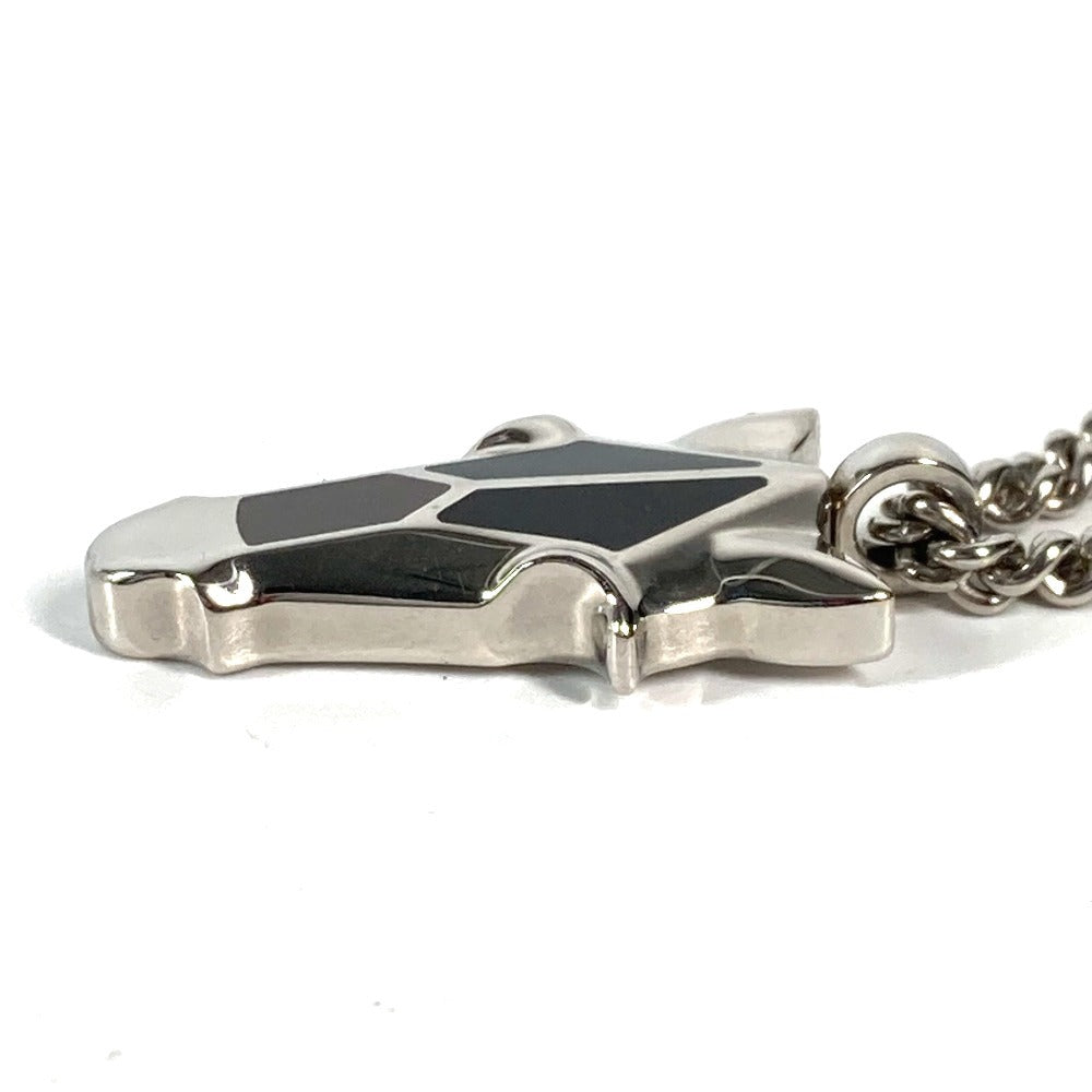 HERMES Necklace Metal, Buffalo Horn Silver Destroyer Horsehead mens Used Authentic