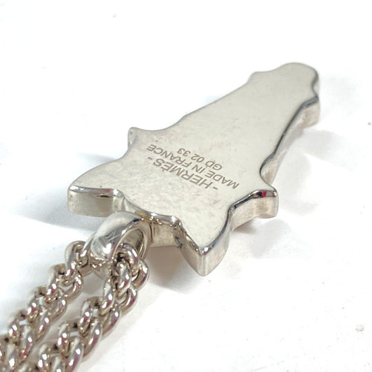HERMES Necklace Metal, Buffalo Horn Silver Destroyer Horsehead mens Used Authentic