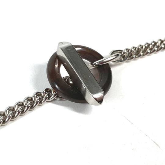 HERMES Necklace Metal, Buffalo Horn Silver Destroyer Horsehead mens Used Authentic