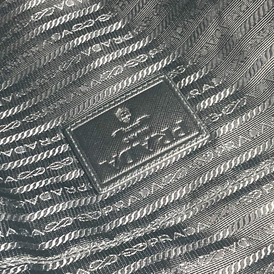 PRADA Handbag Nylon black quilting Triangle logo plate