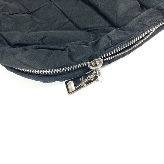 PRADA Handbag Nylon black quilting Triangle logo plate