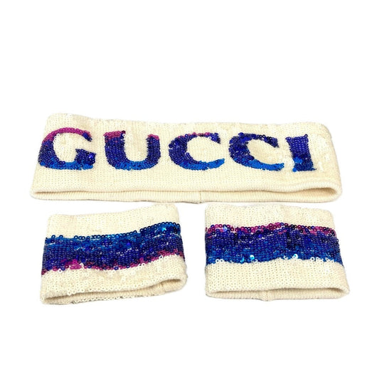 GUCCI Wristband Polyester, Cotton multicolor Hairband set Sequin Sequin logo GG Women(Unisex) M Used Authentic