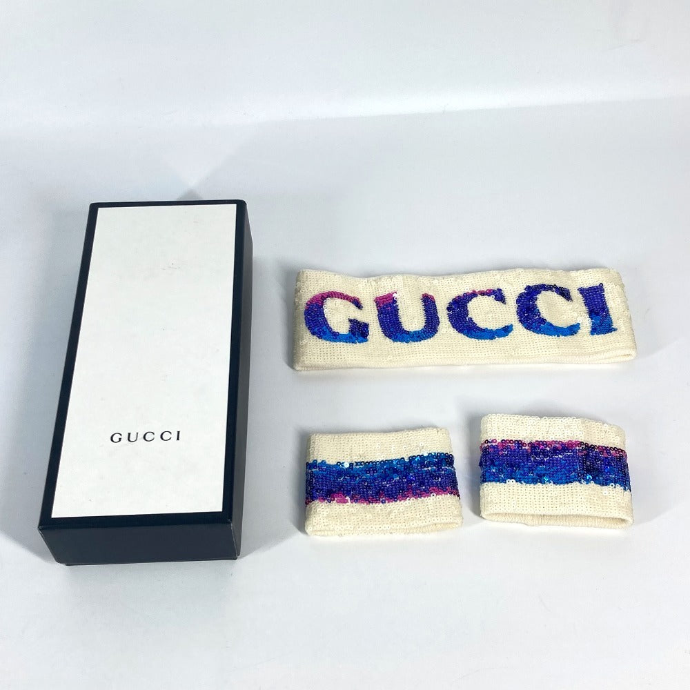 GUCCI Wristband Polyester, Cotton multicolor Hairband set Sequin Sequin logo GG Women(Unisex) M Used Authentic