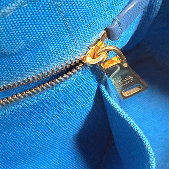 PRADA Handbag canvas blue logo Canapa mini Women Used Authentic