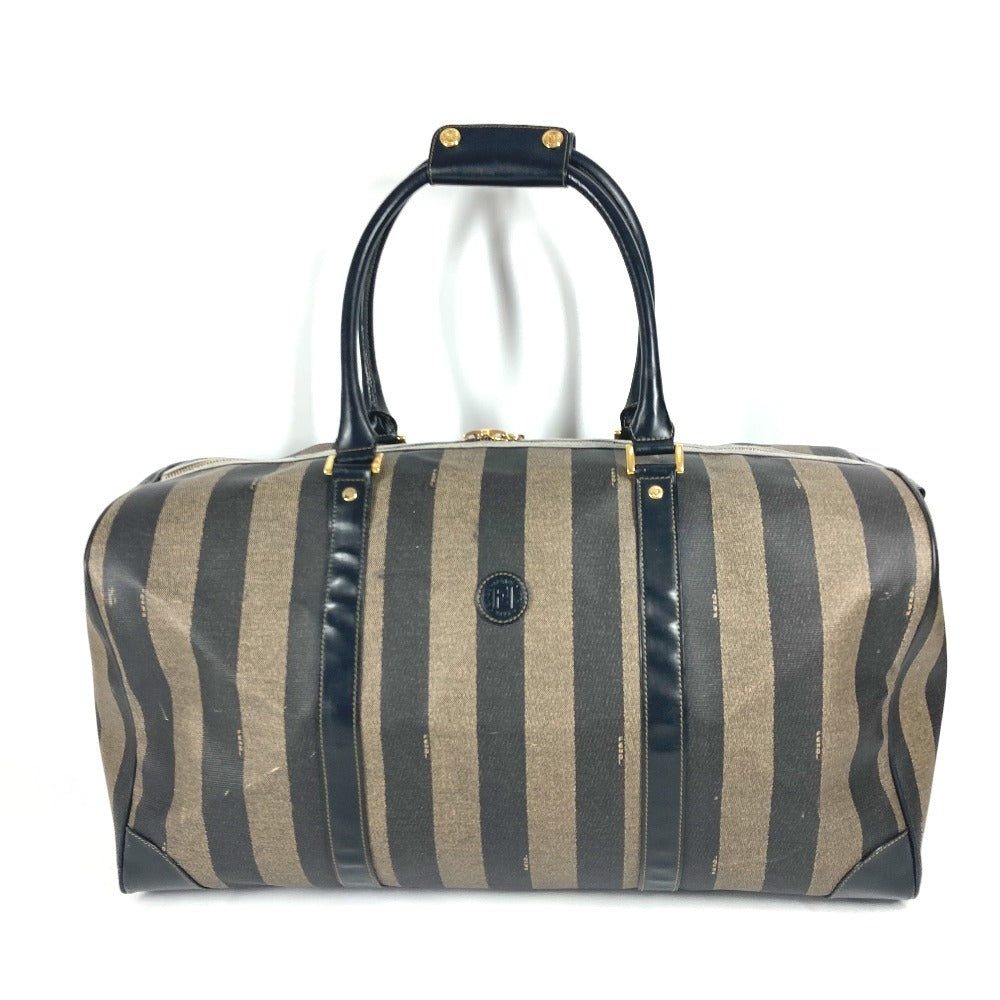 FENDI Boston Duffel bag PVC / Leather khaki 2WAY Bag Shoulder Bag Vintage Pecan