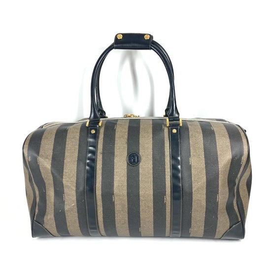 FENDI Boston Duffel bag PVC / Leather khaki 2WAY Bag Shoulder Bag Vintage Pecan