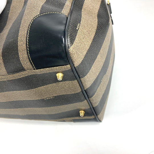 FENDI Boston Duffel bag PVC / Leather khaki 2WAY Bag Shoulder Bag Vintage Pecan