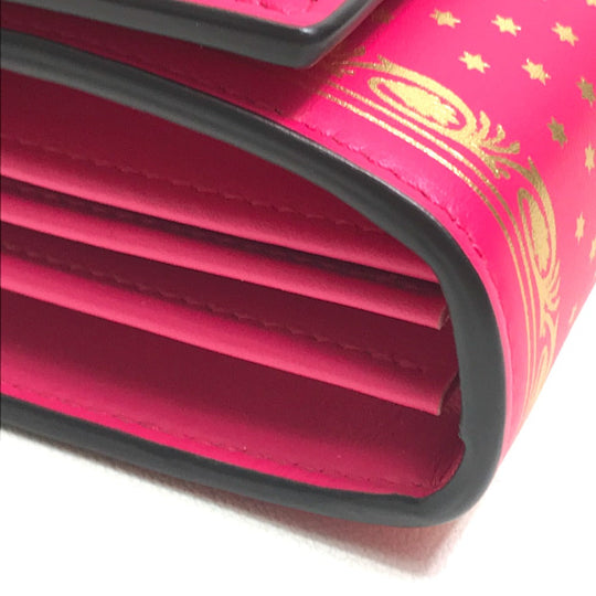 GUCCI Long Wallet Purse 524967 leather Pink / Gold GUCCY logo Women Used Authentic