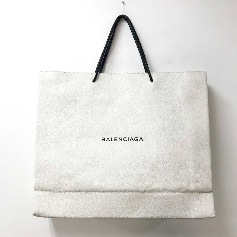 BALENCIAGA Shoulder Bag 482543 Calf leather white East West Shopping Bag L Women Used Authentic
