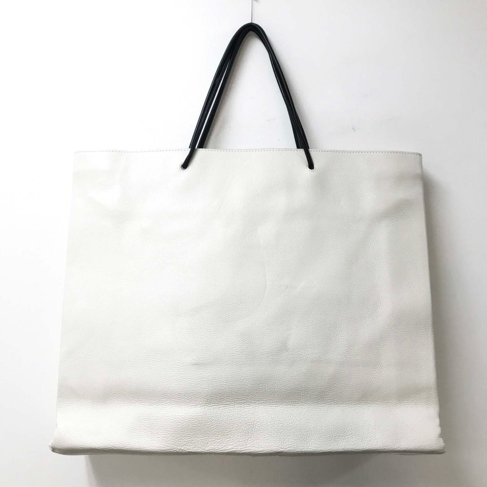 BALENCIAGA Shoulder Bag 482543 Calf leather white East West Shopping Bag L Women Used Authentic