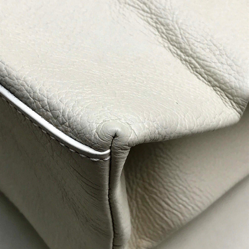 BALENCIAGA Shoulder Bag 482543 Calf leather white East West Shopping Bag L Women Used Authentic